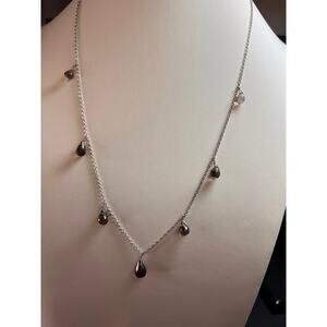 NEW smoky quartz Sterling silver 20 inch station necklace